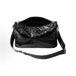 PRADA enamel metal triangular logo zipper opening and closing single-shoulder crossbody bag, regular men\'s black style